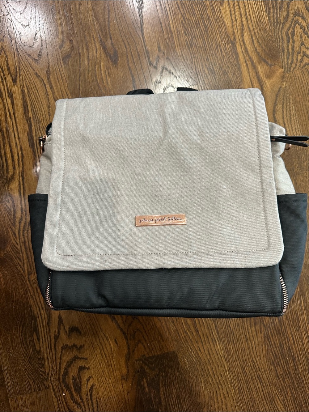 Petunia Pickle Bottom Tan and Black Diaper Backpack